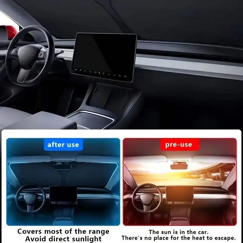 1ps Summer Foldable Full Shading Titanium Silver Car Sunshade Front Windshield Sun Protection Heat Insulation Sunshade Car Sunshade