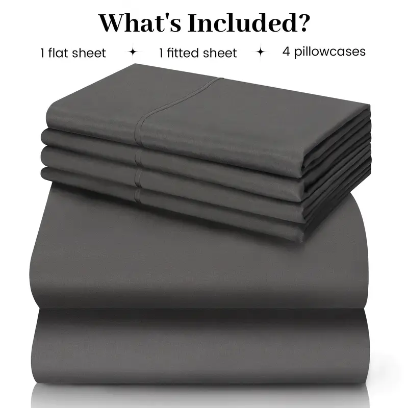 6pcs Luxury Cooling Bed Sheet Set, Soft Comfort Set, Queen Size Bedding Set, Breathable, Wrinkle Resistant,, Soft, with 18 Inch Deep Pockets, Bedroom, Guest Room, Hotel Bedding Set