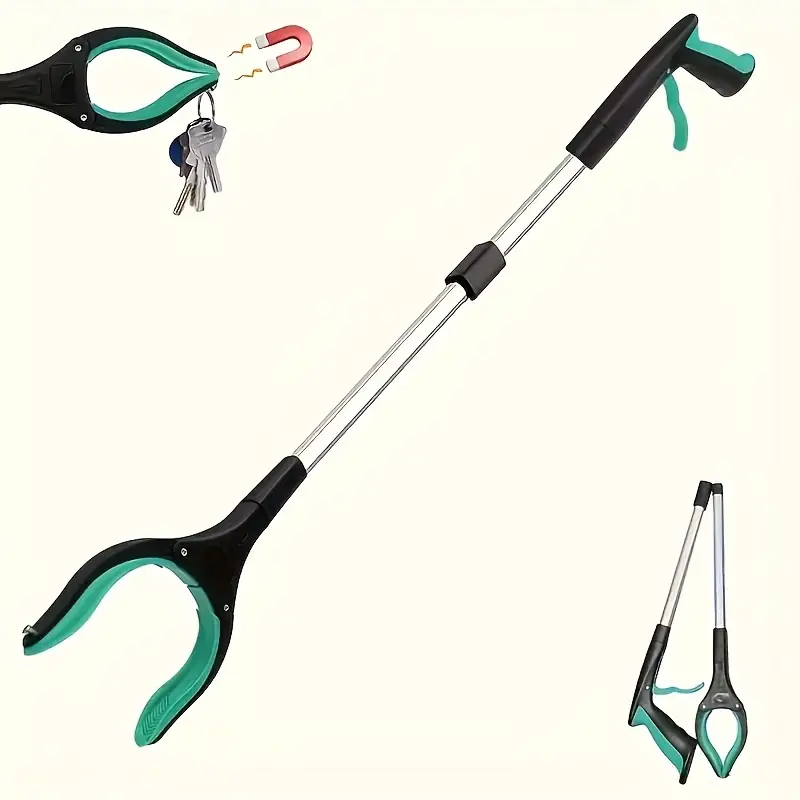 1pc 33 Inch Foldable Senior Grabbing Tool, Lightweight, Extendable, 360° Rotating Scissor Mouth, Long Handle, Plastic Material, with Folding Feature, for Trash Pickup and Action Assistance