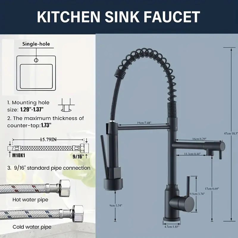 1pc Modern High-Arc Single Handle Kitchen Faucet with Pull-Down Sprayer, 360° Telescopic Splash-Proof Nozzle