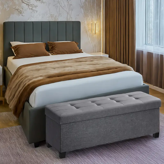 Folding Storage Ottoman Bench for Living Room and Bedroom, 15 x 43. 3 x 15. 7 Inches