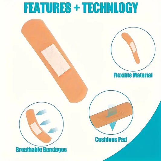 80 Waterproof Tape Bandages, Flexible PE Material, Various Sizes With Cushioning Pads, Individually Packaged For First Aid, Wound Care, And Sports Injury Prevention