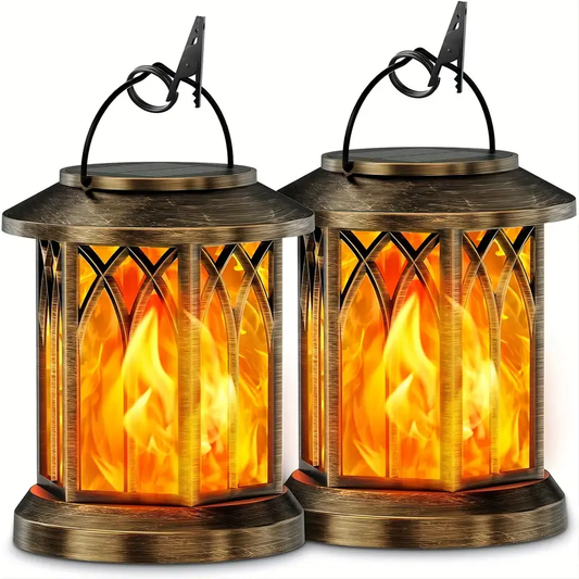 Hanging Solar Lanterns Lights Outdoor, Flickering Flames Solar Lantern Lights Outdoor, 2/4 Pack Solar Hanging Lights Outdoor, Auto On/Off Solar Lantern For Yard Garden Decor