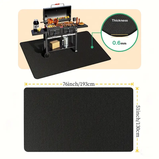 Large 76 X 51/72 X39/60 X 48 Inches Under Grill Mats For Outdoor Grill | Double-Sided Fireproof | Waterproof | Oil-Proof | Easy To Clean | Indoor Fireplace/Fire Pit Mat | Quality BBQ Mat For Deck Patio Lawn