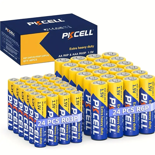 40-Count PKCELL AAA+AA Battery Combo Pack - 1.5V Carbon Battery, 10-Year Shelf Life, for Keyboards, Clocks, Toys, and Remote Controls