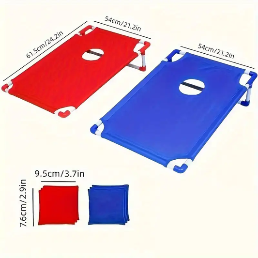 Red And Blue Portable Corn Hole Game Set - Foldable And Durable For Outdoor Party, Camping And Backyard Entertainment - Includes 6 Bean Bags, No Battery Required, Christmas, Halloween